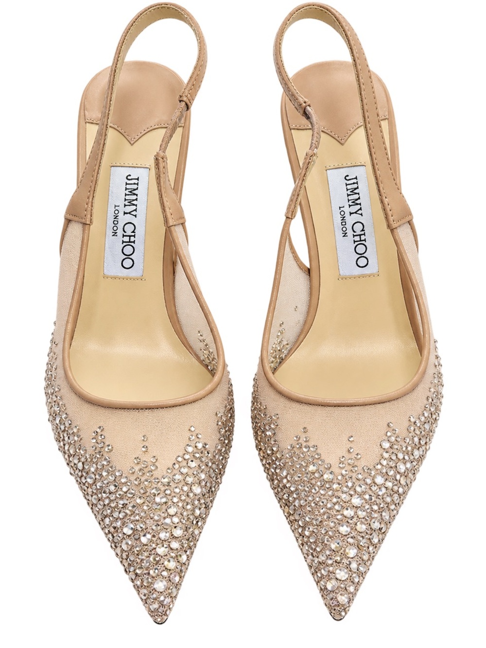 NWT Authentic Jimmy Choo Love 65 Crystal Slingback pumps Nude 42